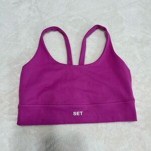 Set Active Luxform Sports Bra Magenta Pink Medium Strappy Back Athleisure